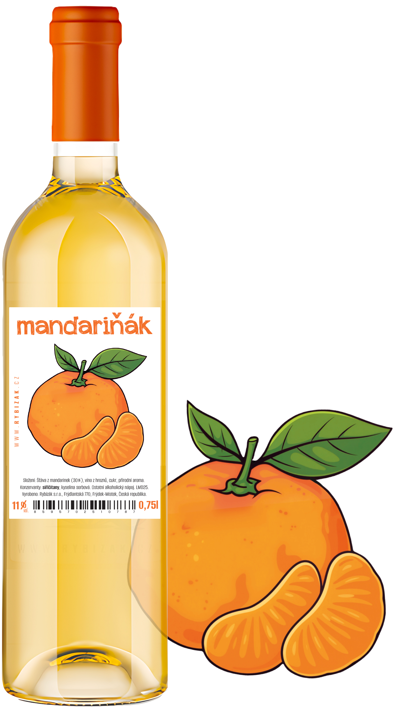 Mandariňák 0,75l Mandarinkový speciál 11% alk.